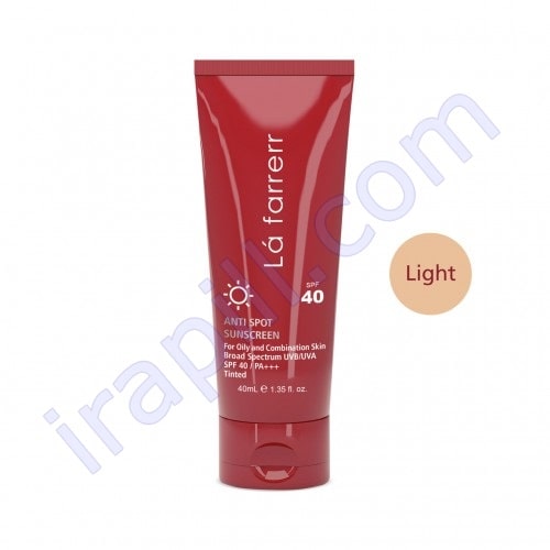 کرم ضد آفتاب و ضد لک رنگی لافارر مخصوص پوستهای چرب و مستعد آکنه – رنگ روشن SPF 40 حجم 40میلی لیتر
