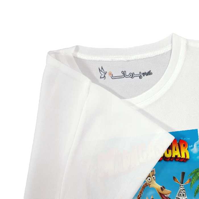 تی شرت آستین کوتاه بچگانه پرمانه طرح ماداگاسکار کد pmt.6809