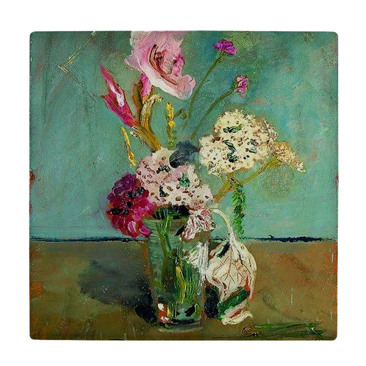 کاشی کارنیلا طرح نقاشی گلدان گل کد wkk1948