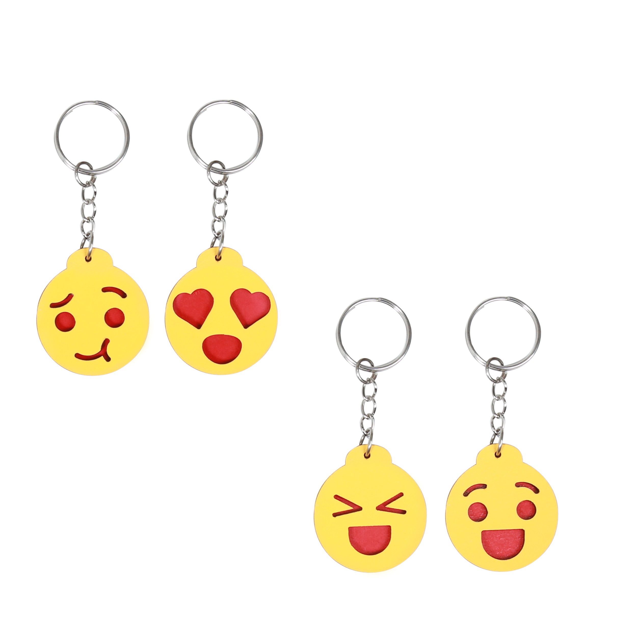 جاکلیدی مدل ایموجی چوبی بسته 4 عددی