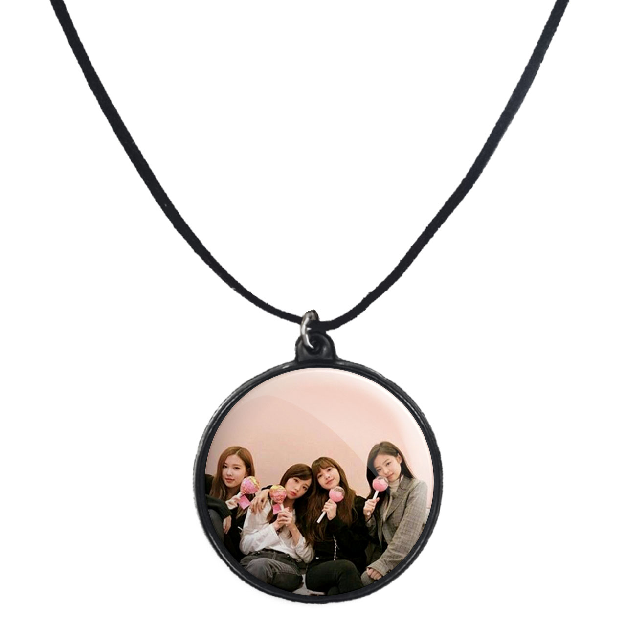 گردنبند پرمانه طرح بلک پینک کد pmb.17803 مدل دو طرفه