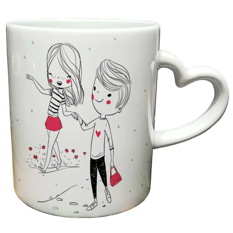 ماگ مدل دسته قلبی طرح عاشقانه کد 76