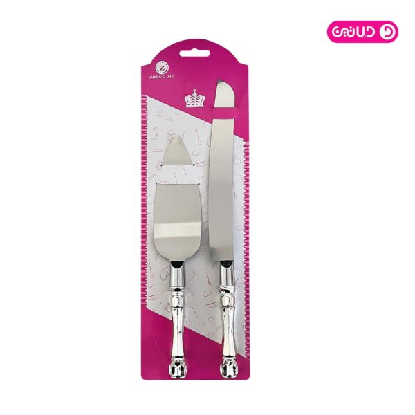 کارد و پالت سرو کیک نقره ای