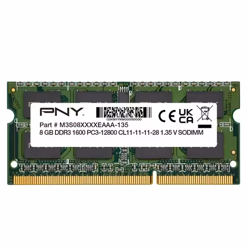 رم لپ تاپ DDR3L دو کاناله 1600 مگاهرتز CL11 پی ان وای مدل 12800 ظرفیت 8 گیگابایت