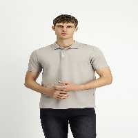 تی شرت یقه پولو خاکستری مردانه POLO YAKA به طور منظم مناسب گلدوزی پنبه T Kiğılı