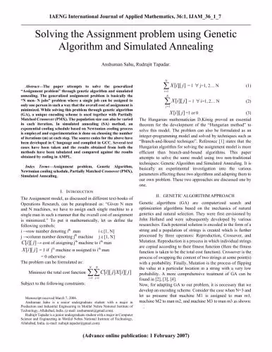 خرید و دانلود نسخه کامل کتاب Solving the Assignment problem using Genetic Algorithm and Simulated Annealing