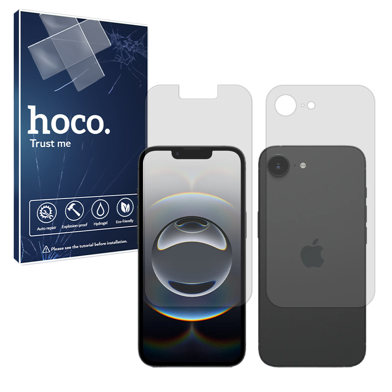 گلس صفحه نمایش و پشت گوشی اپل iPhone 16e مدل مات برند هوکو کد SS