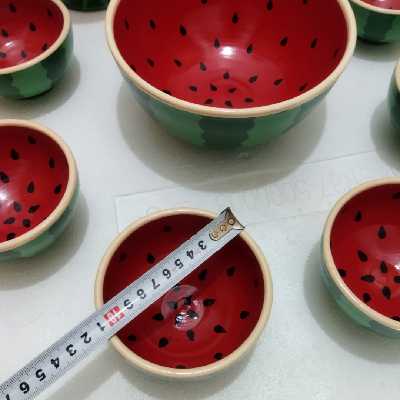 سرویس پذیرایی 10پارچه سفالی مدل یلدا طرح هندوانه کد 02