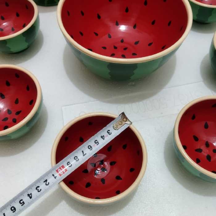 سرویس پذیرایی 10پارچه سفالی مدل یلدا طرح هندوانه کد 02