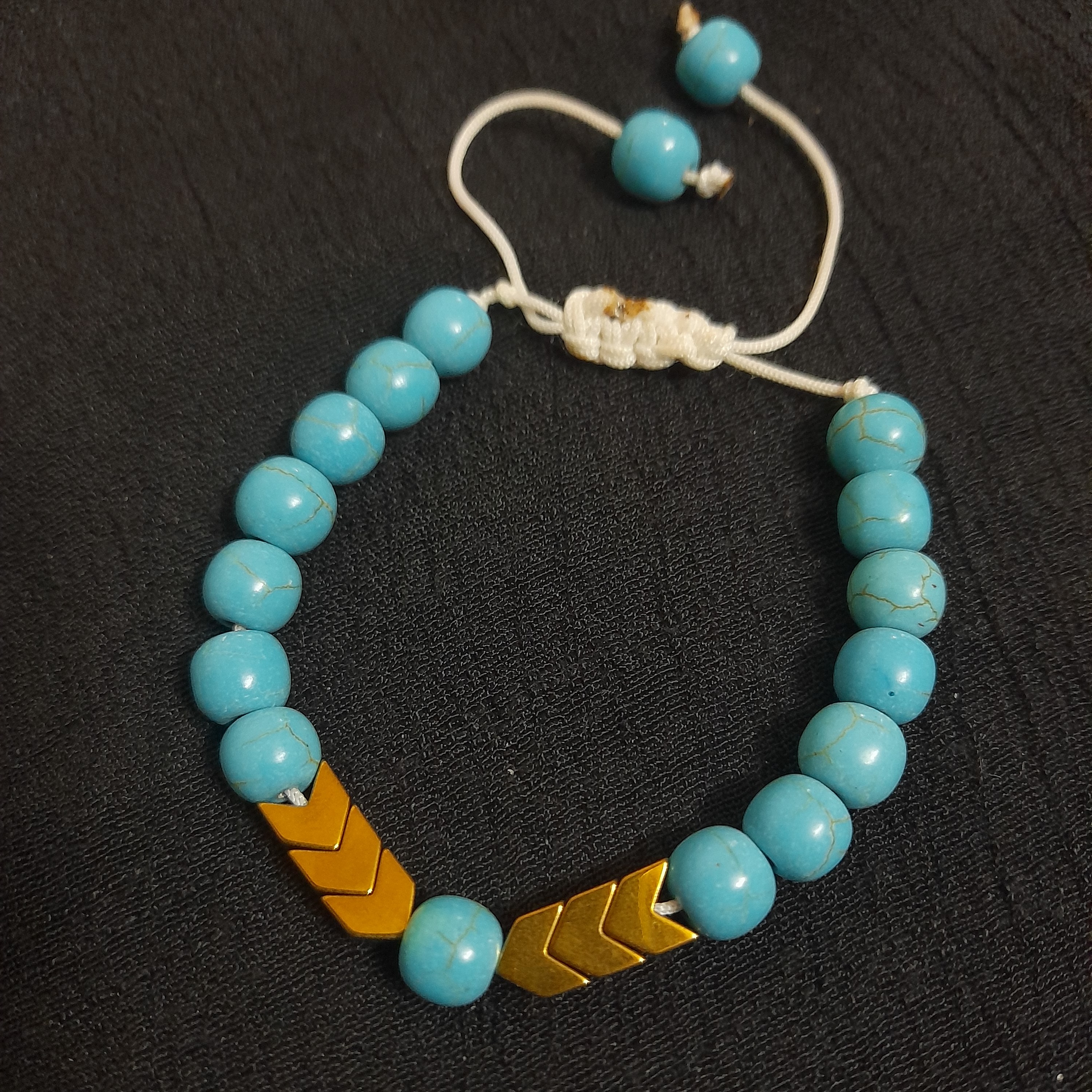 دستبند حدید فلشی و فیروزه ای 