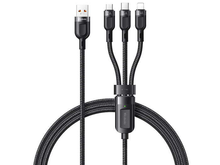 کابل فست‌شارژ و انتقال دیتا 65 واتی سه‌سر مک دودو Mcdodo CA-0930 Lightning Micro Type-C 3-in-1 Fast Charging Data Cable