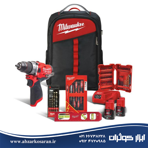 کیت دریل چکشی شارژی میلواکی Milwaukee مدل M12FPD-202BH