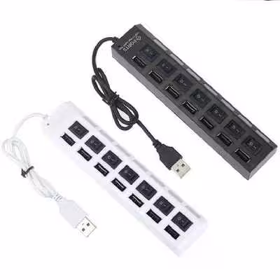 هاب یو اس بی 7 پورت همراه با کلید قطع و وصل مدل SUPER HUB   