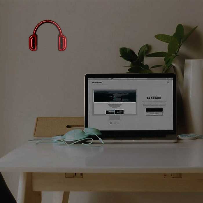 چراغ دیواری نئون دیزاین طرح Headphone-BL_RD