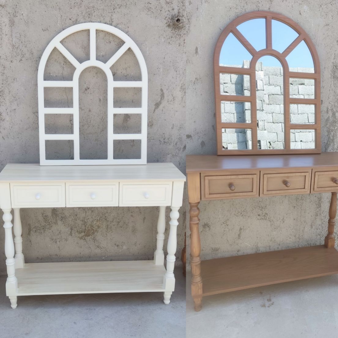 آینه کنسول چوبی خالص