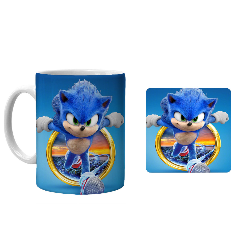 ماگ طرح سونیک کد xj10 به همراه زیرلیوانی 