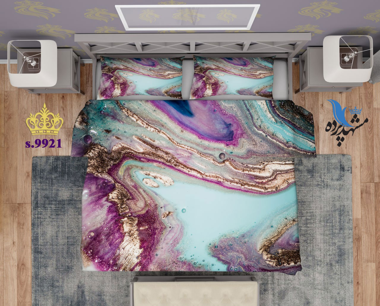 ست روتختی دو نفره طرح پتینه سنگ S9921