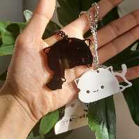 گردنبند ست دوستی گربه سیاه و سفید پلکسی زنجیر رنگ ثابت 