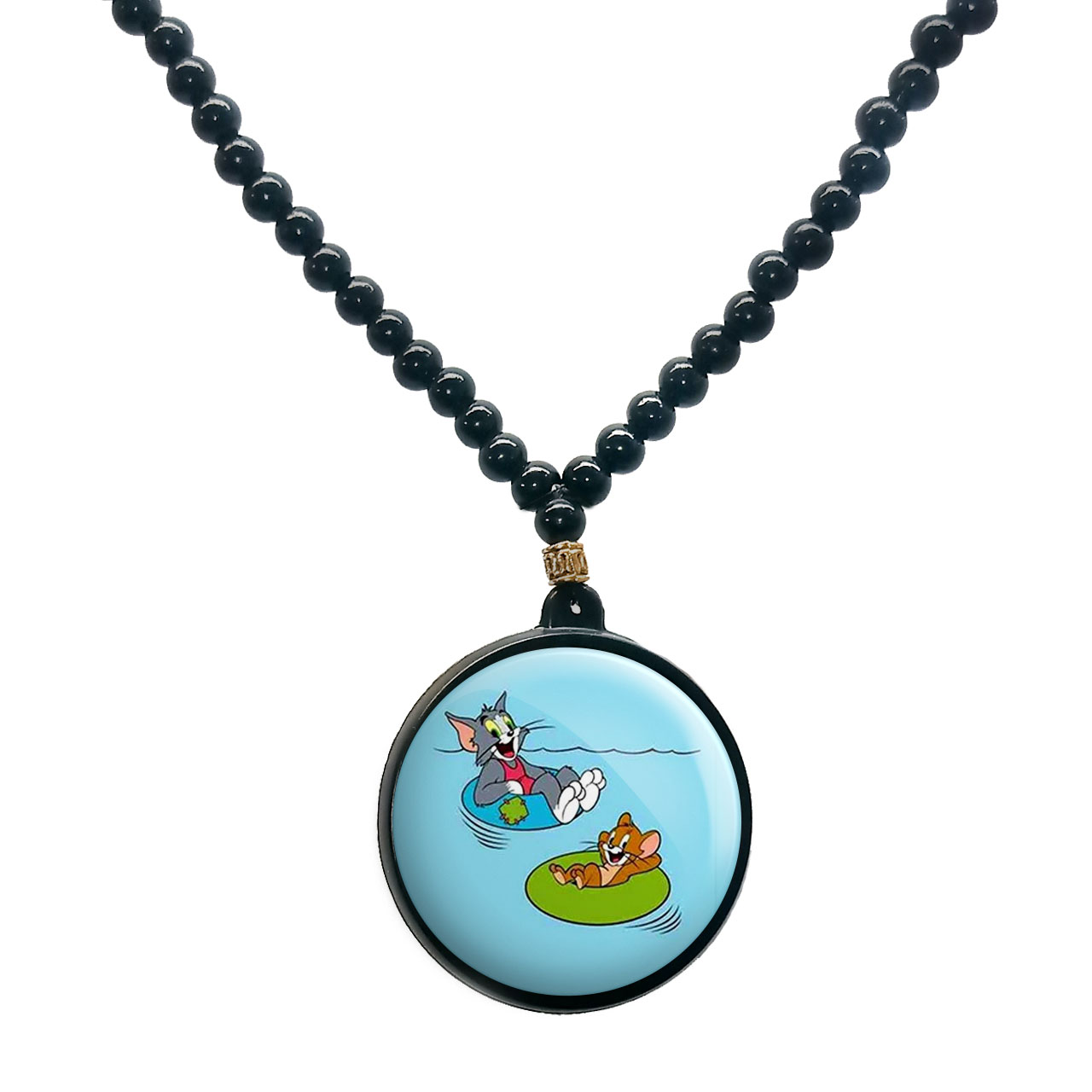 گردنبند پرمانه طرح تام و جری کد pmd.10754 مدل دو طرفه