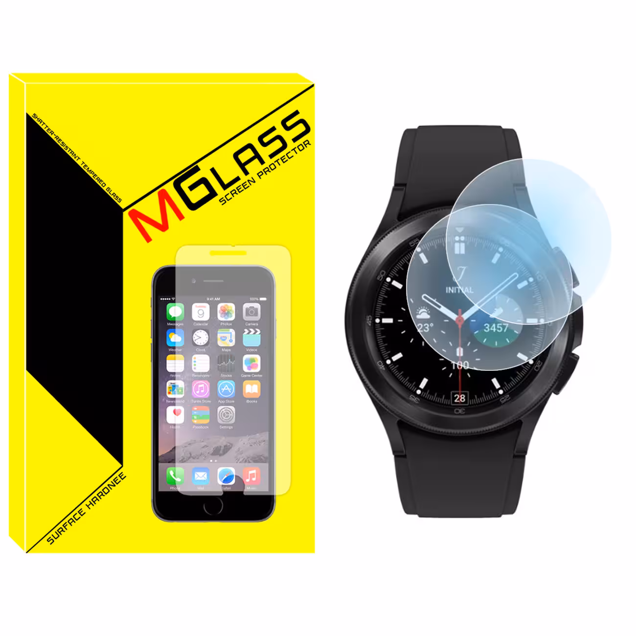 محافظ صفحه نمایش شیشه‌ای ام گلس مدل SH-MG مناسب برای ساعت هوشمند سامسونگ Watch 4 Classic 42mm بسته دو عددی