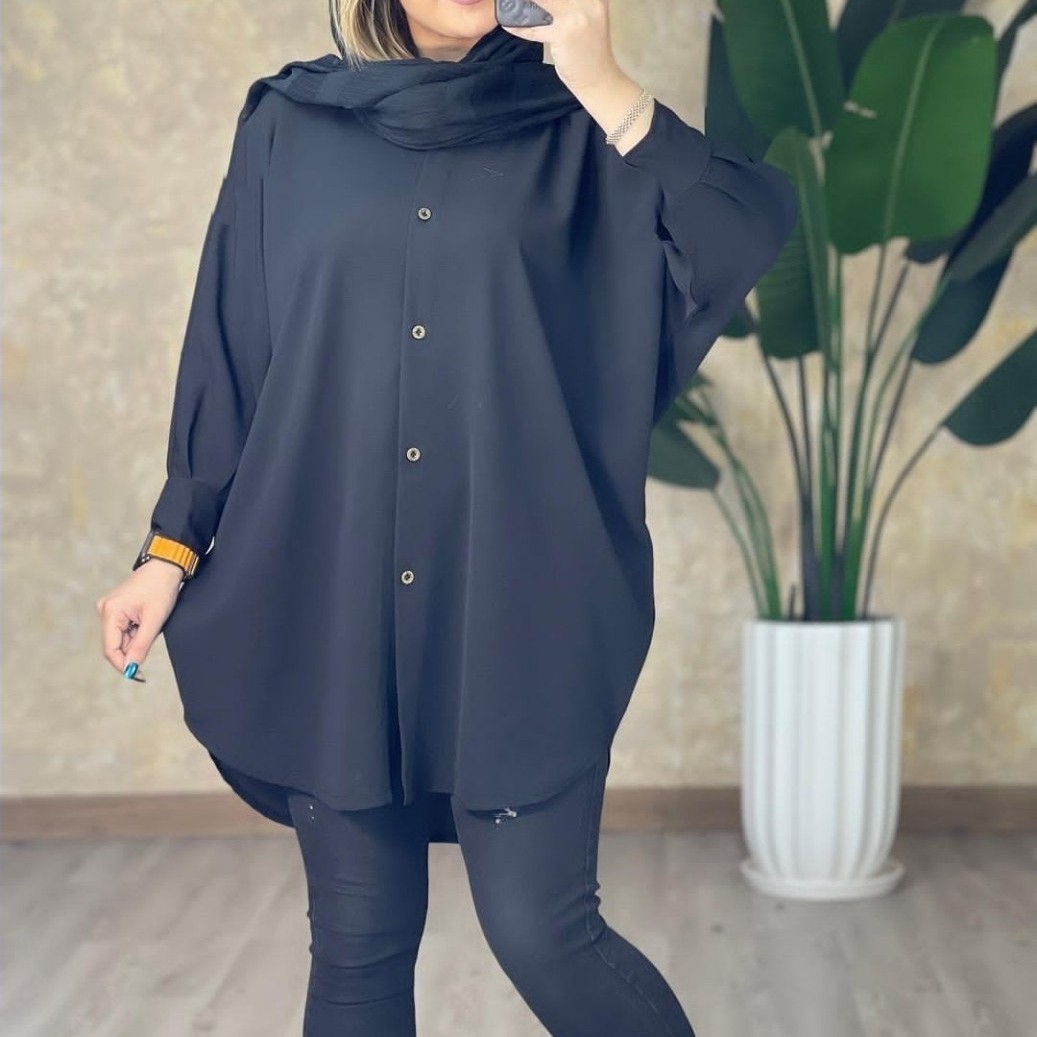 مانتو پانچ مشکی کتان بنگال