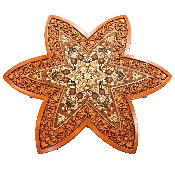 میز عسلی مدل معرق کاری طرح ستاره کد 7Star مجموعه 7 عددی