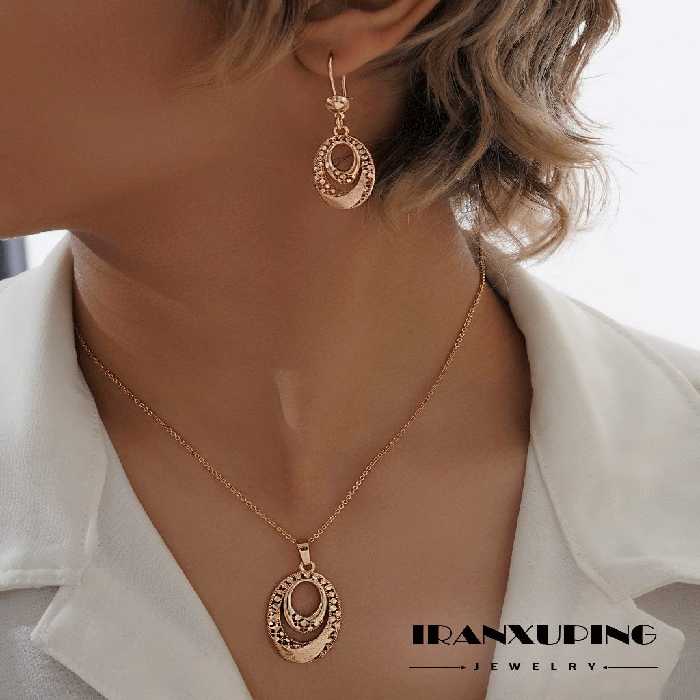 نیم ست بدون زنجیر ژوپینگ اصل با روکش طلا 24 عیار کد XPH46001