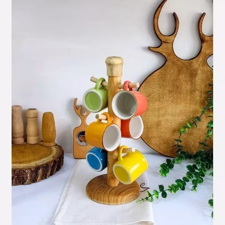 آویز فنجان چوبی پسکرایه