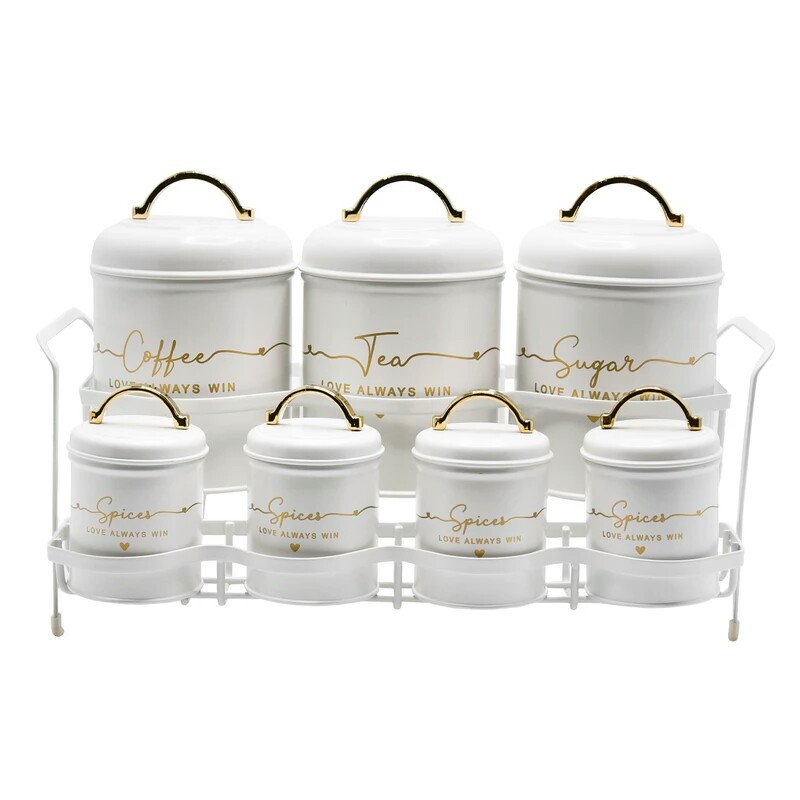 ست پاسماوری فلزی 8پارچه B.V.K مدل (LOVE) سفید با نوشته ای طلایی 815696 