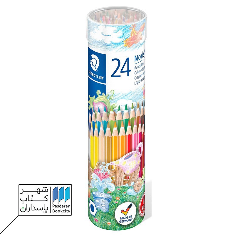 مداد رنگی استدلر 24 رنگ noris فلزی استوانه ای