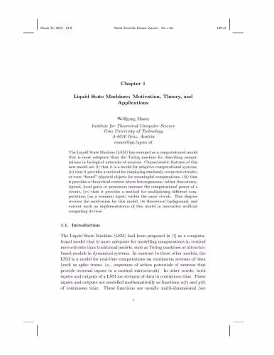 خرید و دانلود نسخه کامل کتاب Liquid State Machines: Motivation, Theory, and Applications