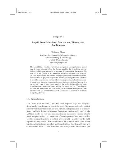 خرید و دانلود نسخه کامل کتاب Liquid State Machines: Motivation, Theory, and Applications