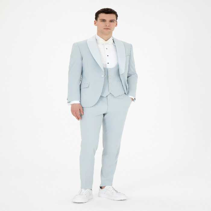 کت و شلوار مردانه آبی روشن پیرکاردین - فروشگاه لباس شهرمون