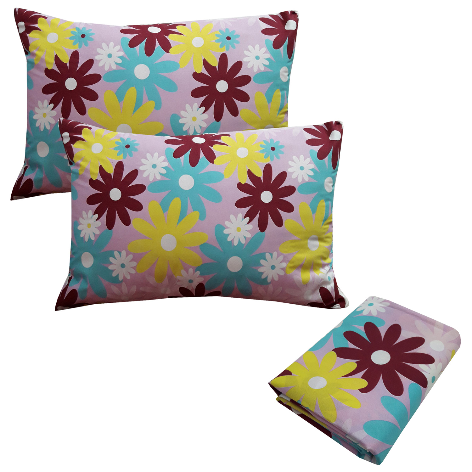 سرویس ملحفه سندس مدل رنگارنگ کد KF301 دونفره 3 تکه