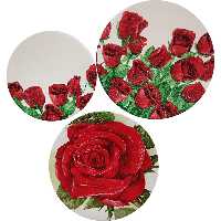 بشقاب دیوارکوب سفالی مدل گل کد 21 مجموعه 3 عددی