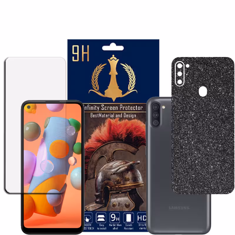 برچسب پوششی اینفینیتی مدل PRO MAX مناسب برای گوشی موبایل سامسونگ GALAXY A11 به همراه محافظ صفحه نمایش