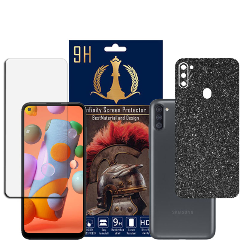 برچسب پوششی اینفینیتی مدل PRO MAX مناسب برای گوشی موبایل سامسونگ GALAXY A11 به همراه محافظ صفحه نمایش