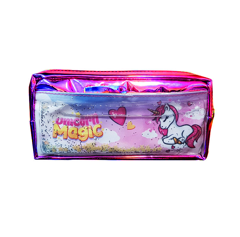 جامدادی هولوگرامی سه زيپ سويل طرح یونیکورن و قلب