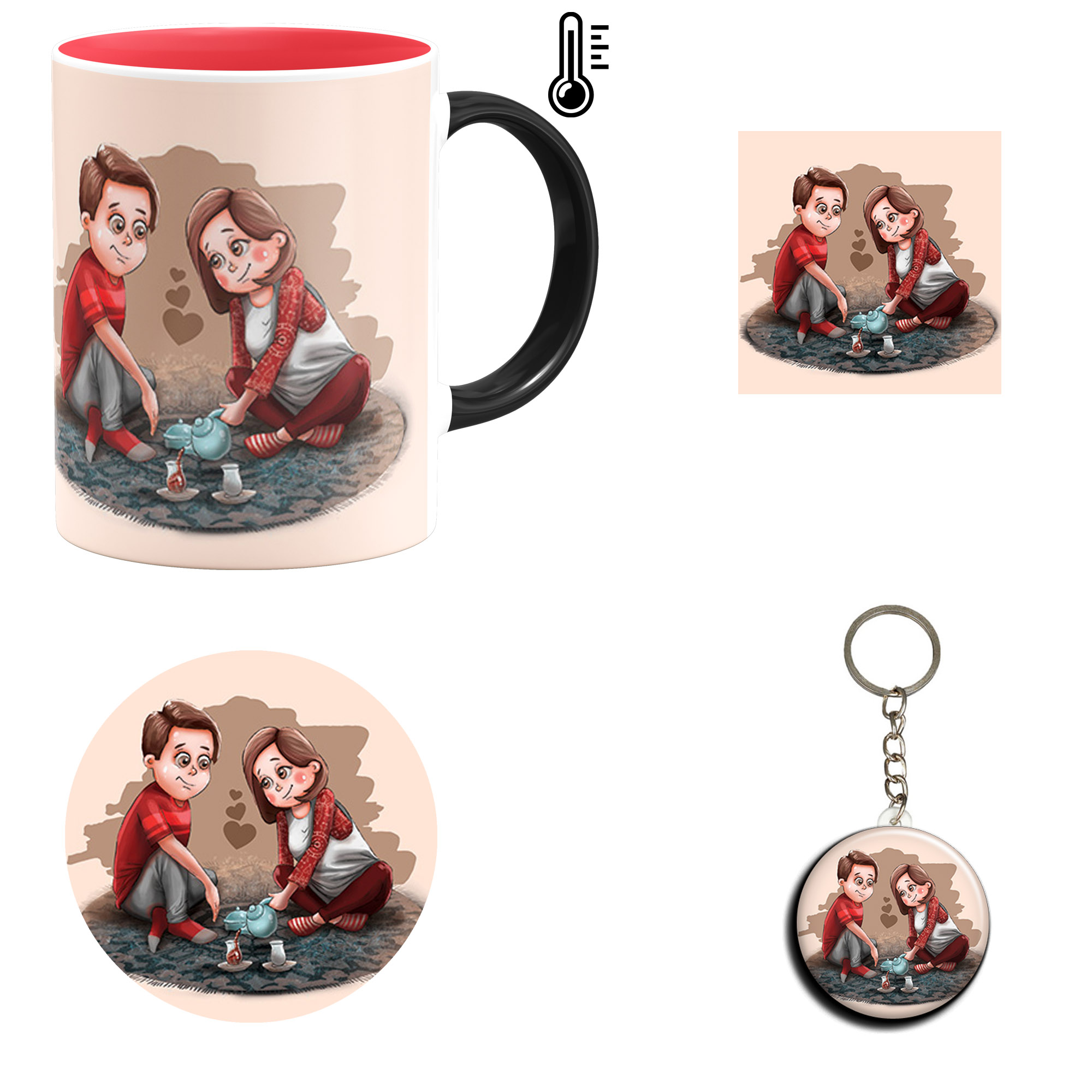 ست هدیه ماگ حرارتی مدل روز عشق طرح عاشقانه کد M102