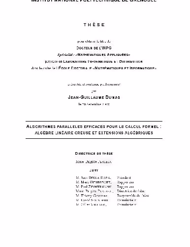 خرید و دانلود نسخه کامل کتاب Algorithmes paralleles pour le calcul formel: algebre lineaire creuse et extensions algebriques