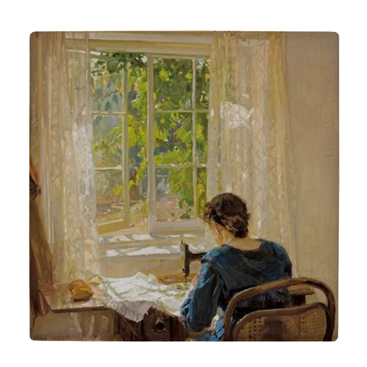 کاشی طرح نقاشی بانوی خیاط کد wk1063