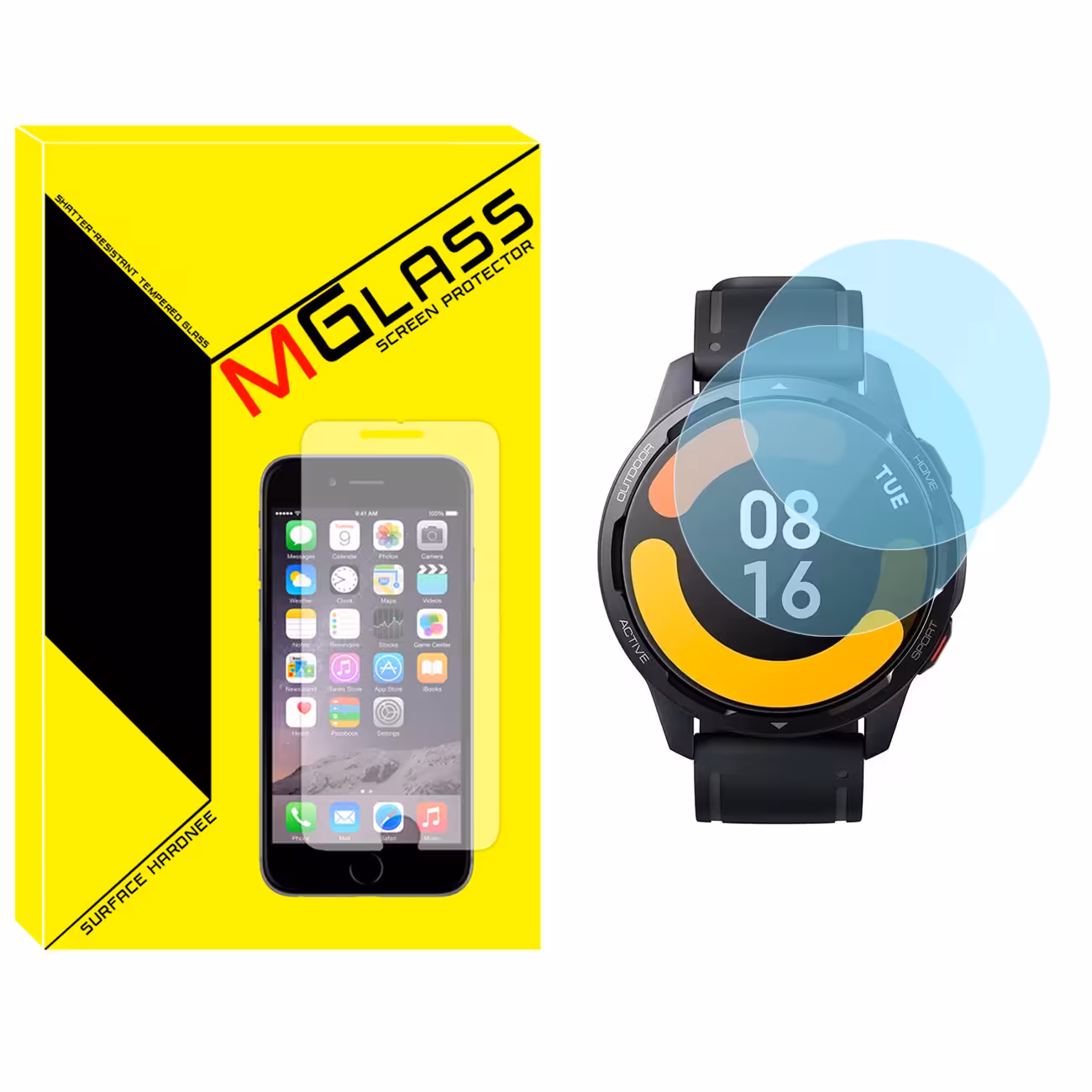 محافظ صفحه نمایش شیشه‌ای ام گلس مدل SH-MG مناسب برای ساعت هوشمند شیائومی Watch S1 Active بسته دو عددی