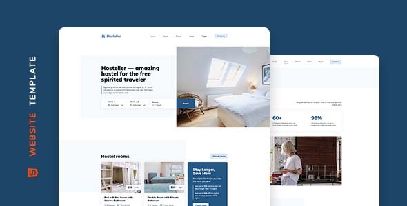 دانلود قالب اچ تی ام ال رزرواسیون هتل Hosteller