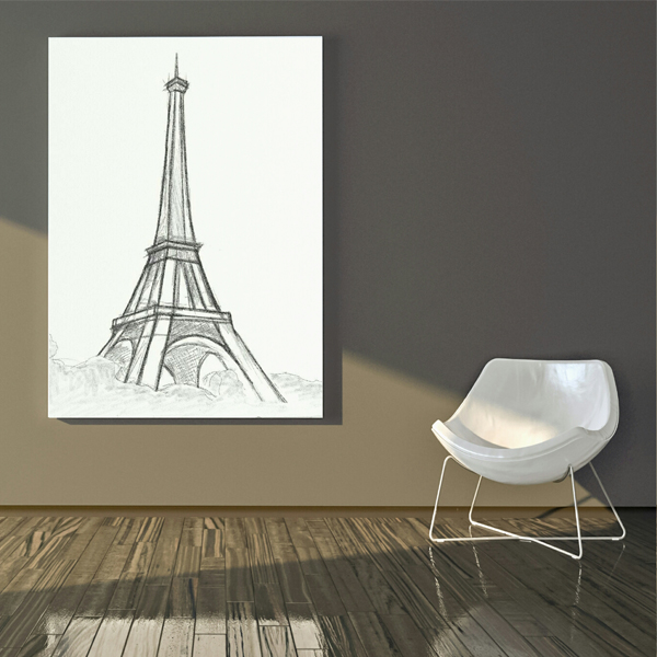 تابلو بوم طرح سیاه قلم ایفل مدل TB822