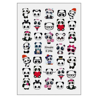 برچسب لنز ناخن نوشه مدل پاندا کد N046