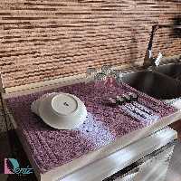 نمگیر ظروف آشپزخانه طرح خشتی رنگ بادمجانی