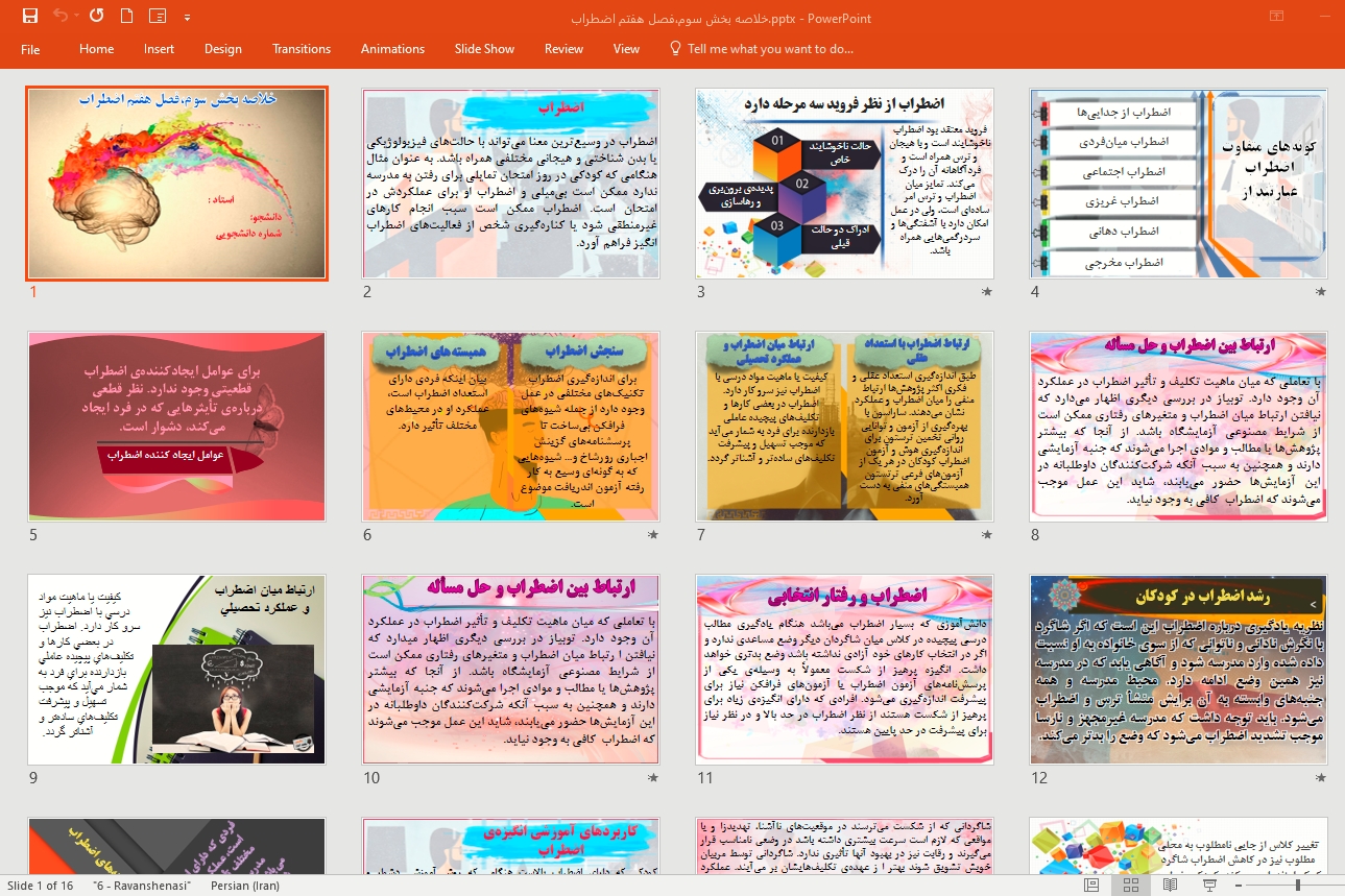 پاورپوینت خلاصه فصل هفتم اضطراب کتاب انگیزش و هیجان محمد پارسا پیام نور