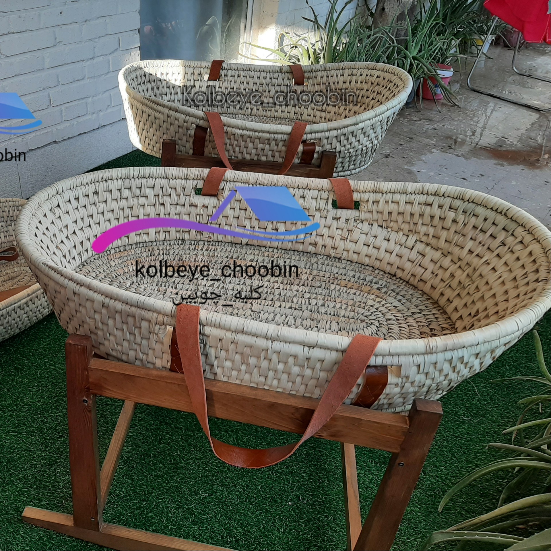 گهواره(ننو)نی نی خواب حصیری برای سیسمونی و  به عنوان تخت کنار مادر  جنس حصیر بافی  به همراه پایه (هزینه ارسال درب منزل)