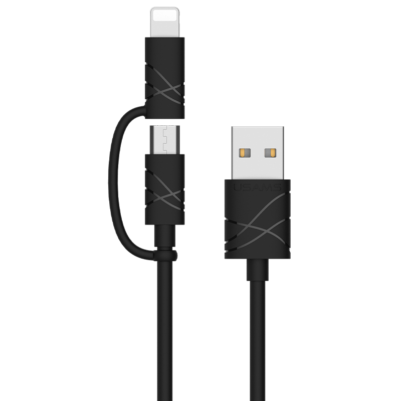 کابل تبدیل USB به microUSB / لایتنینگ یوسمز مدل sj077 طول 1 متر
