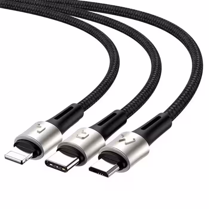 کابل شارژ سه سر بیسوس  Baseus 3 in 1 USB Cable Micro USB Type-C  Lightning CAMLT-GH01